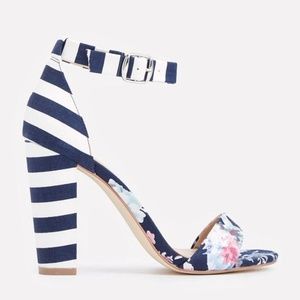 Persefinee High Heel Floral Sandal (Navy Multi)